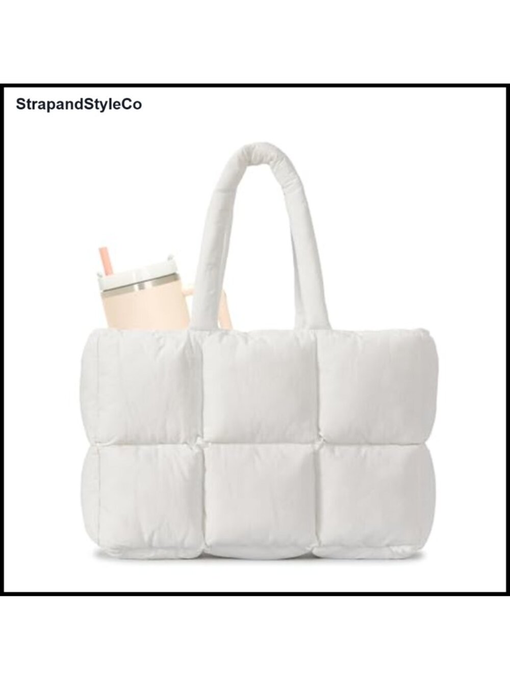 Puffer Tote Bag Nylon Laptop Satchel Shoulder Purse